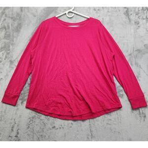 Terra & Sky Top Womens OX (14W) Elegant Pink Crew Neck Long‎ Sleeve Semi Fitted